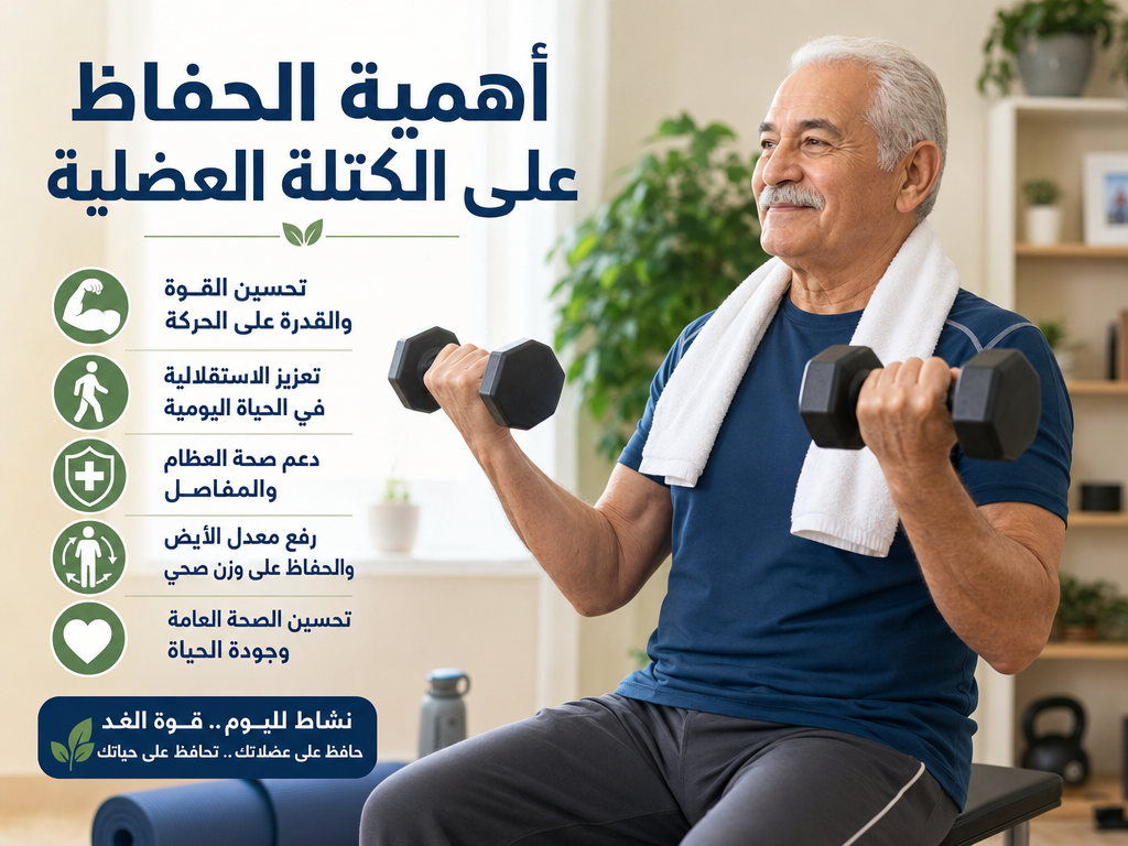أهمية الحفاظ على الكتلة العضلية رجل مسن يمارس تمارين رياضية