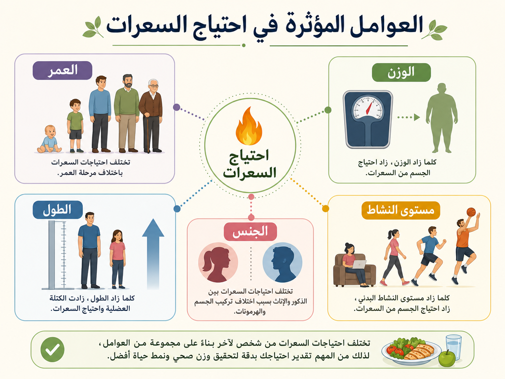 العوامل المؤثرة في احتياج السعرات عوامل مؤثرة في احتياج السعرات