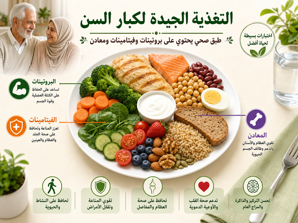 التغذية الجيدة لكبار السن طبق صحي متوازن