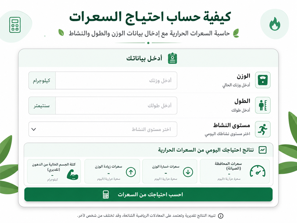 كيفية حساب احتياج السعرات حاسبة السعرات الحرارية
