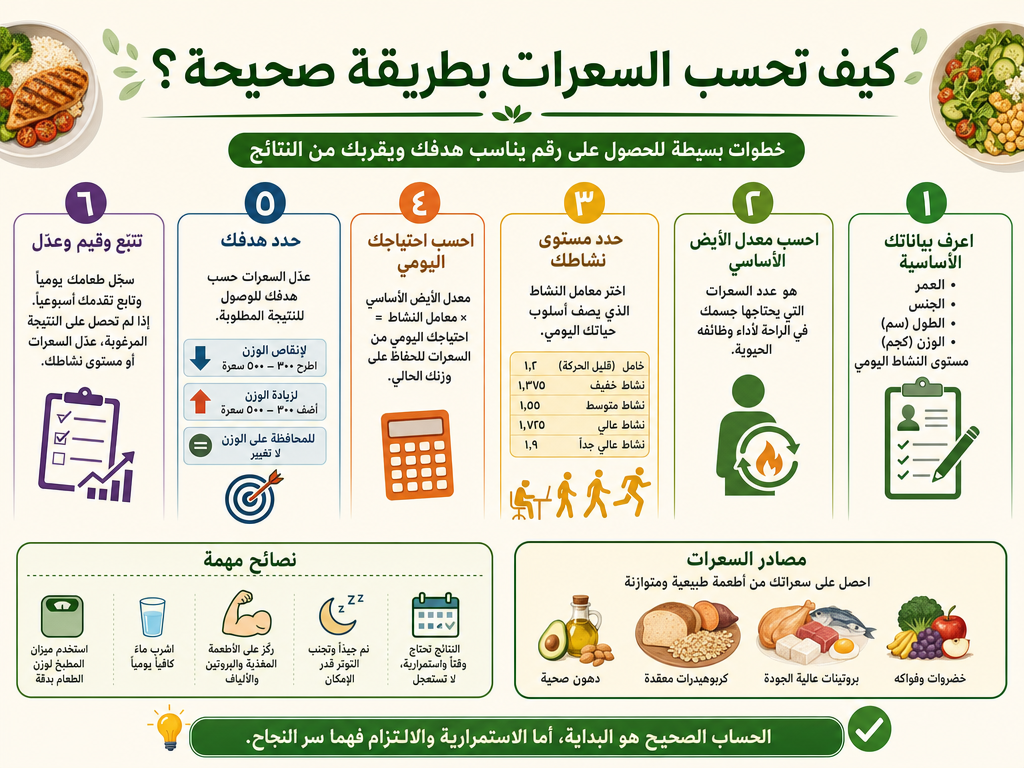 كيف تحسب السعرات بطريقة صحيحة؟ خطوات حساب السعرات الحرارية بطريقة صحيحة